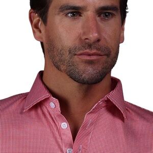 Collars & Co Men's Red Checkered short sleeve polo shirt in size lg new with tag